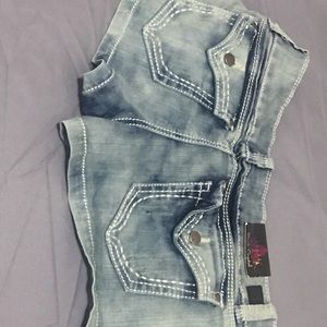 Black Crystal Jean Shorts